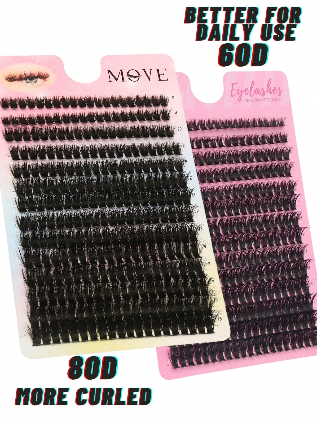 280pcs 80D&60D Mix Cluster Eyelash, 0.07mm Thickness, D Curl, 8mm-16mm Mix Length, Natural Style Russian Flat Dense Fluffy Handmade Mink Eyelash Cluster For Halloween Theatrical Makeup, Festival Makeu