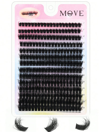 280pcs 80D&60D Mix Cluster Eyelash, 0.07mm Thickness, D Curl, 8mm-16mm Mix Length, Natural Style Russian Flat Dense Fluffy Handmade Mink Eyelash Cluster For Halloween Theatrical Makeup, Festival Makeu