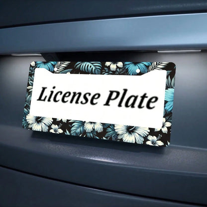2D Flat, 1 Piece, Car Decoration Only, Hawaiian Floral License Plate Frame- Rust-Proof Aluminum, Tropical Leaf And Floral Design, Includes Screws And Cover, Dimensions Are 12.3x 6.3inch, Unisex Car A