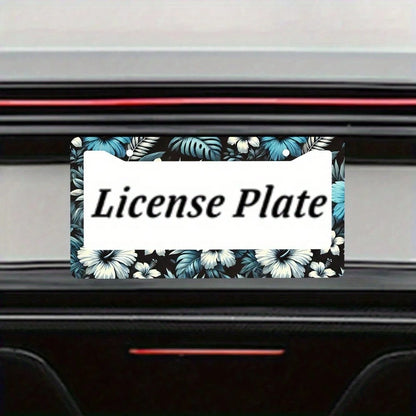 2D Flat, 1 Piece, Car Decoration Only, Hawaiian Floral License Plate Frame- Rust-Proof Aluminum, Tropical Leaf And Floral Design, Includes Screws And Cover, Dimensions Are 12.3x 6.3inch, Unisex Car A