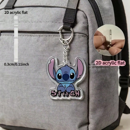 [2D Flat] 2D Stitch Cartoon Character Keychain, Transparent Acrylic Pendant, Backpack Keychain Decoration, Suitable For Backpacks And Keys, Holiday Gift, Home Decor, Cute Keychain, Women's Keychain, K