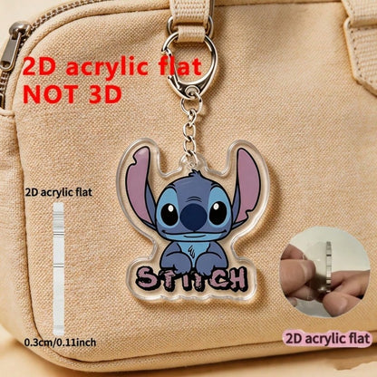 [2D Flat] 2D Stitch Cartoon Character Keychain, Transparent Acrylic Pendant, Backpack Keychain Decoration, Suitable For Backpacks And Keys, Holiday Gift, Home Decor, Cute Keychain, Women's Keychain, K