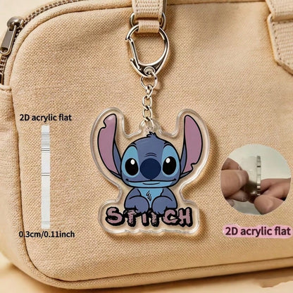 [2D Flat] 2D Stitch Cartoon Character Keychain, Transparent Acrylic Pendant, Backpack Keychain Decoration, Suitable For Backpacks And Keys, Holiday Gift, Home Decor, Cute Keychain, Women's Keychain, K