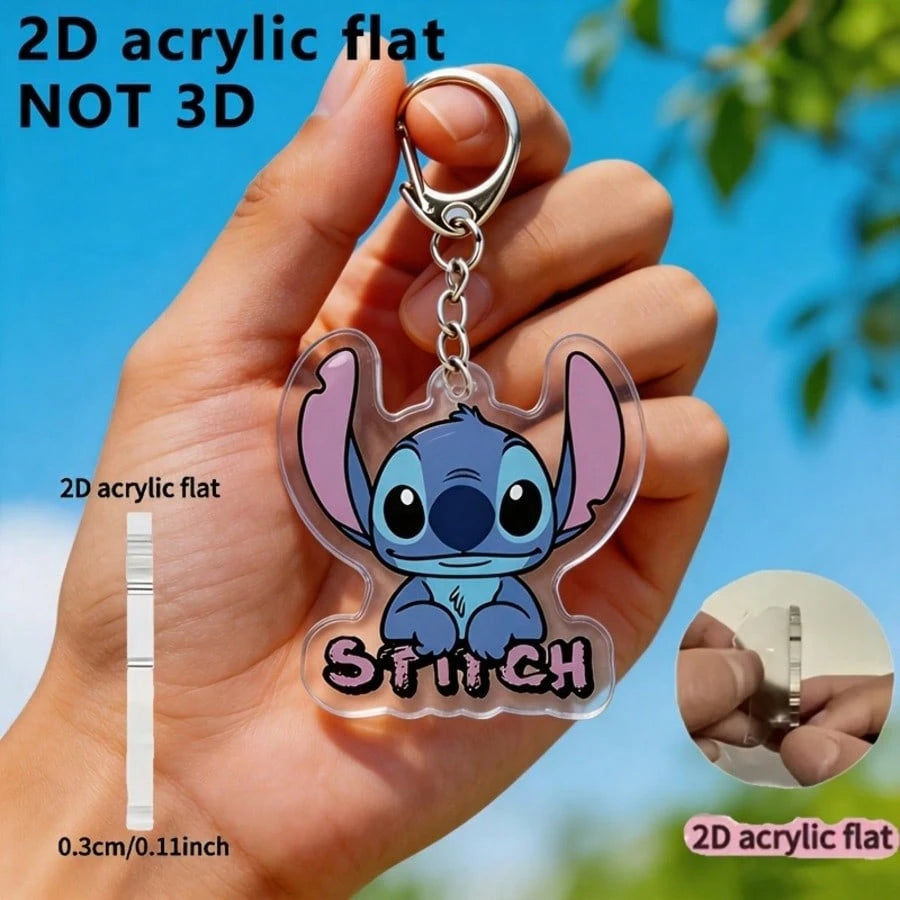 [2D Flat] 2D Stitch Cartoon Character Keychain, Transparent Acrylic Pendant, Backpack Keychain Decoration, Suitable For Backpacks And Keys, Holiday Gift, Home Decor, Cute Keychain, Women's Keychain, K