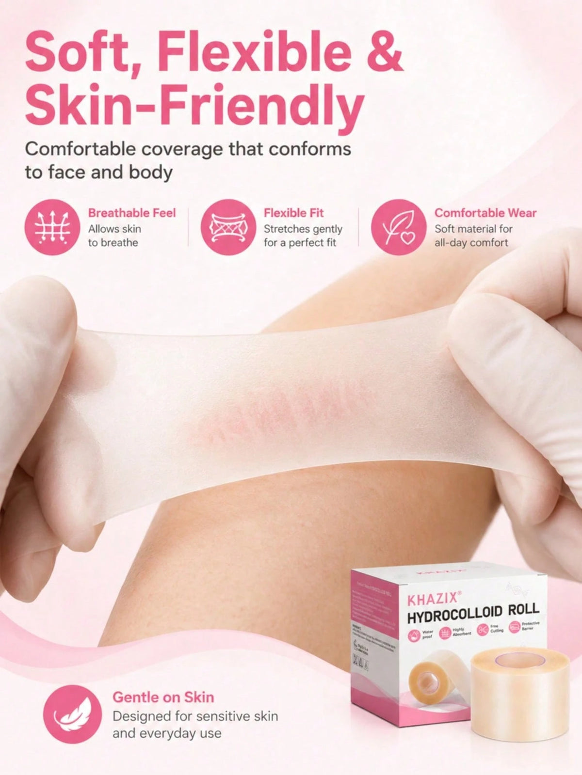 2In*5ft Body Gel Scar Patch, Transparent Invisible Design To Cover Blemishes, Portable And Easy To Use, Hydrocolloid Scar Patch, Hydrocolloid Dressing Roll, Cuttable, Wound Dust-Proof, Waterproof, Car