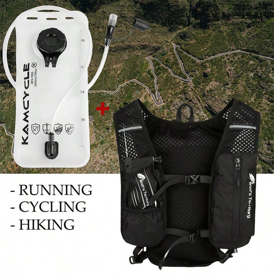 2L Water Bladder Running Vest For Women And Men, Camel Water Bladder Backpack, Adjustable Breathable Running Water Bladder Vest, With Functional Pockets (Phone Holder) Backpack, Breathable Running Bac