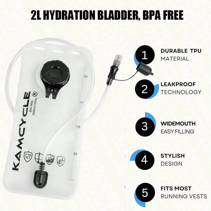 2L Water Bladder Running Vest For Women And Men, Camel Water Bladder Backpack, Adjustable Breathable Running Water Bladder Vest, With Functional Pockets (Phone Holder) Backpack, Breathable Running Bac