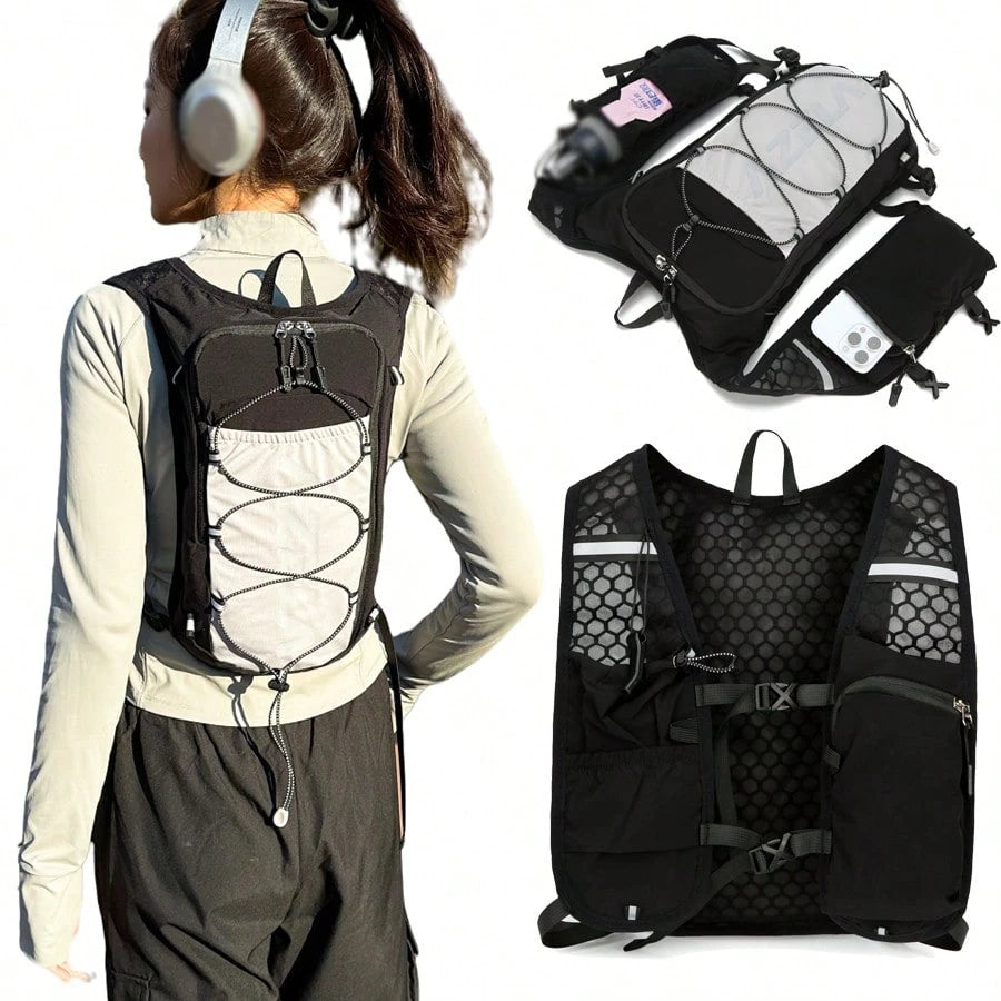 2L Water Bladder Running Vest For Women And Men, Camel Water Bladder Backpack, Adjustable Breathable Running Water Bladder Vest, With Functional Pockets (Phone Holder) Backpack, Breathable Running Bac