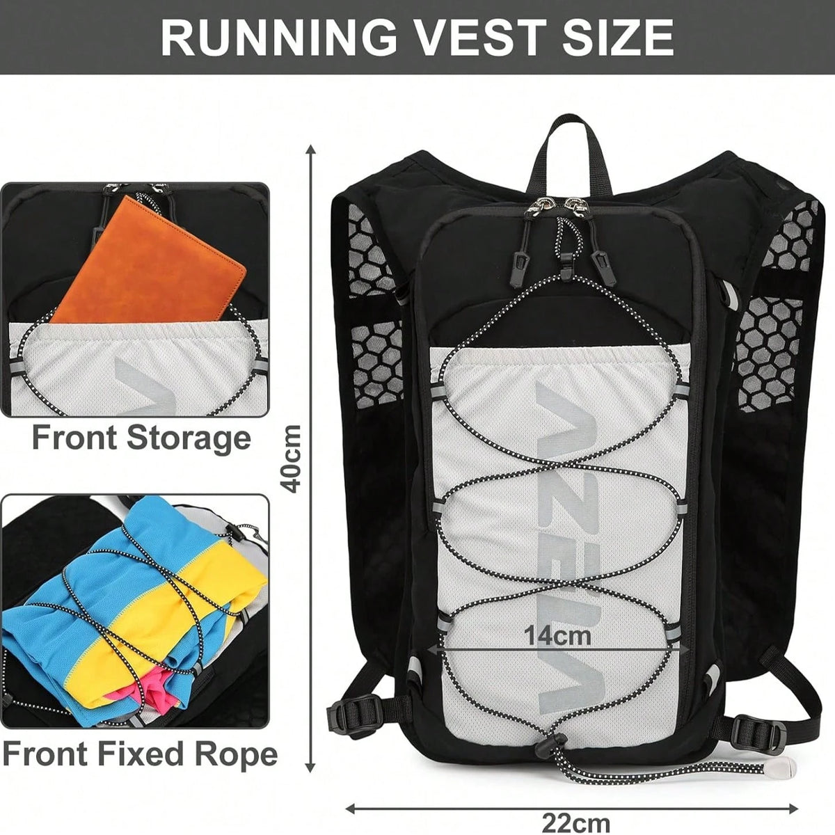 2L Water Bladder Running Vest For Women And Men, Camel Water Bladder Backpack, Adjustable Breathable Running Water Bladder Vest, With Functional Pockets (Phone Holder) Backpack, Breathable Running Bac