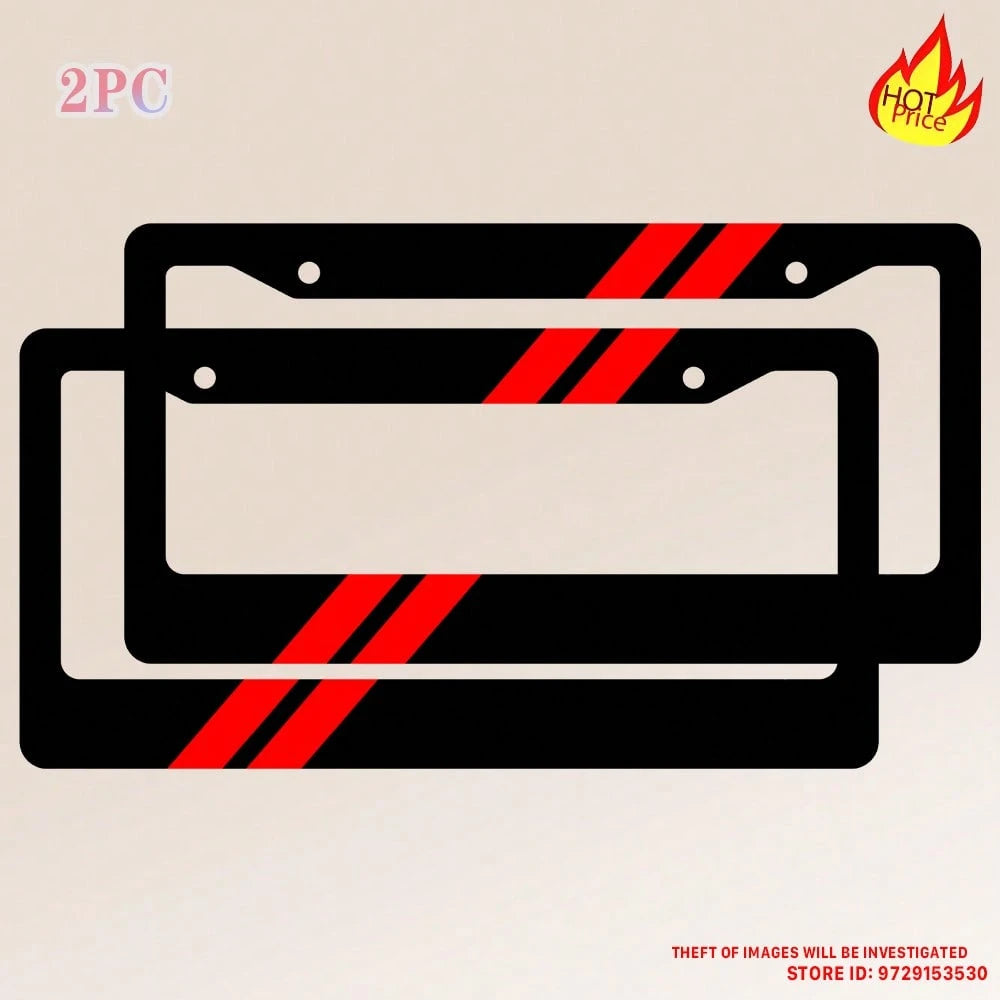 2PC Aluminum US Standard Size License Plate Frame, Stylish Design Holiday Celebrations, Fits 12x6inch, Car Enthusiasts, Durable And, Personalization, Great Any Occasion!