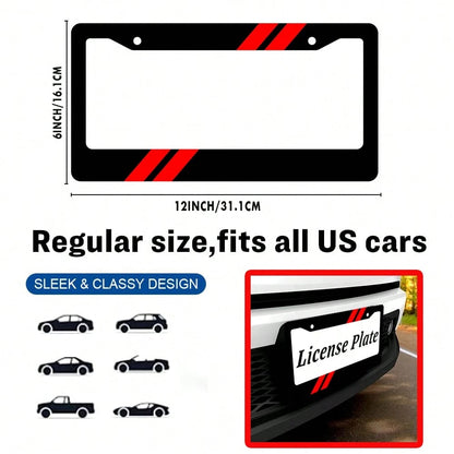 2PC Aluminum US Standard Size License Plate Frame, Stylish Design Holiday Celebrations, Fits 12x6inch, Car Enthusiasts, Durable And, Personalization, Great Any Occasion!