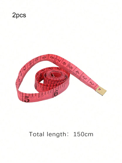 2pcs 1.5M Mini Plastic Measuring Tape,Daily Random Color Metal Buckle Band Tape For Sewing Tailor Cloth Body Measurement