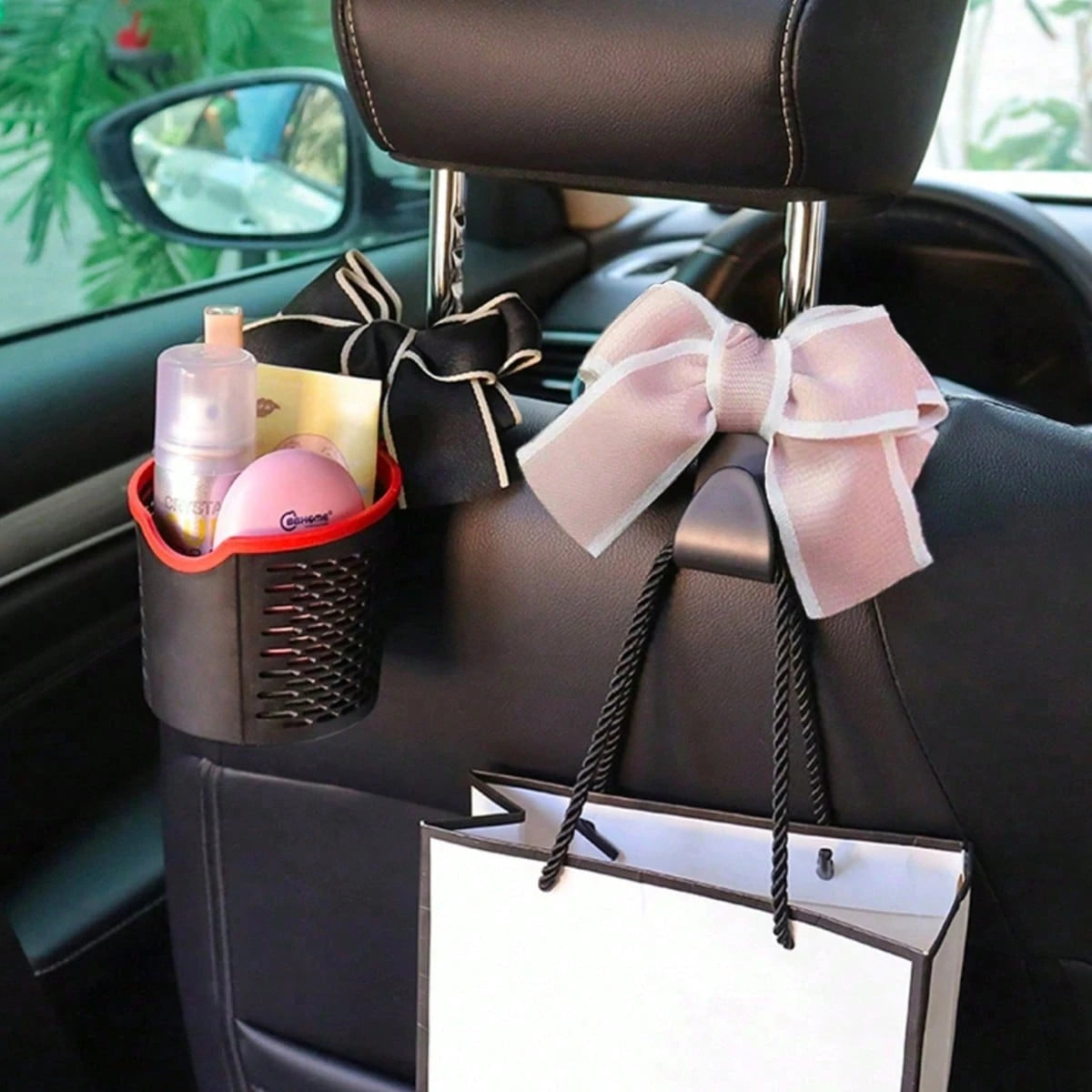 2pcs/1pc Car Seat Backrest Hook Bowknot Creative Cute Cartoon Hidden Multifunctional Small Hook Car Interior Decoration