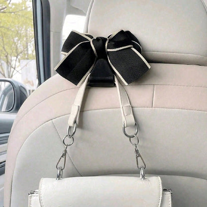 2pcs/1pc Car Seat Backrest Hook Bowknot Creative Cute Cartoon Hidden Multifunctional Small Hook Car Interior Decoration