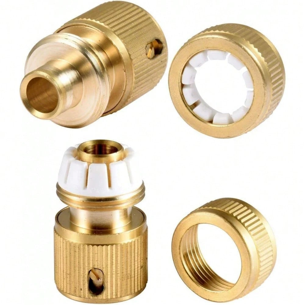 2PCS 2-In-1 Garden Hose Quick Connect Adapter, Fits 1/2" And 3/4" Faucet Male Thread, Thickened Copper-Plated Leak-Proof Hose Connector, Outdoor Garden Watering Hose Nozzle Quick Connection Pipe Tool