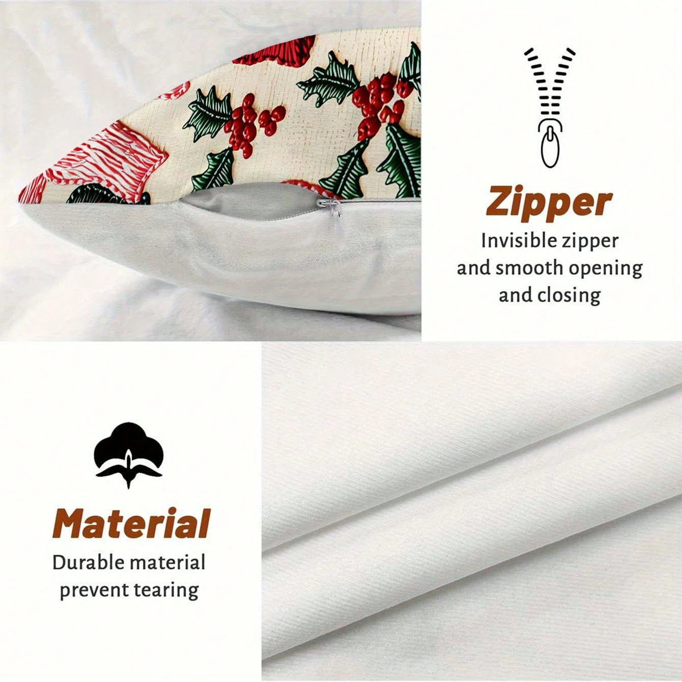 2pcs 2D Flat Printed Christmas Pillow Covers, Non-Embroidered Bow Winter Holiday Home Decor Cushion Covers, Size 45.72 Cm X 45.72 Cm, Christmas Gift Decorative Pillowcases, Suitable For Porch, Patio
