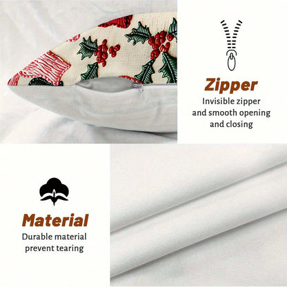 2pcs 2D Flat Printed Christmas Pillow Covers, Non-Embroidered Bow Winter Holiday Home Decor Cushion Covers, Size 45.72 Cm X 45.72 Cm, Christmas Gift Decorative Pillowcases, Suitable For Porch, Patio