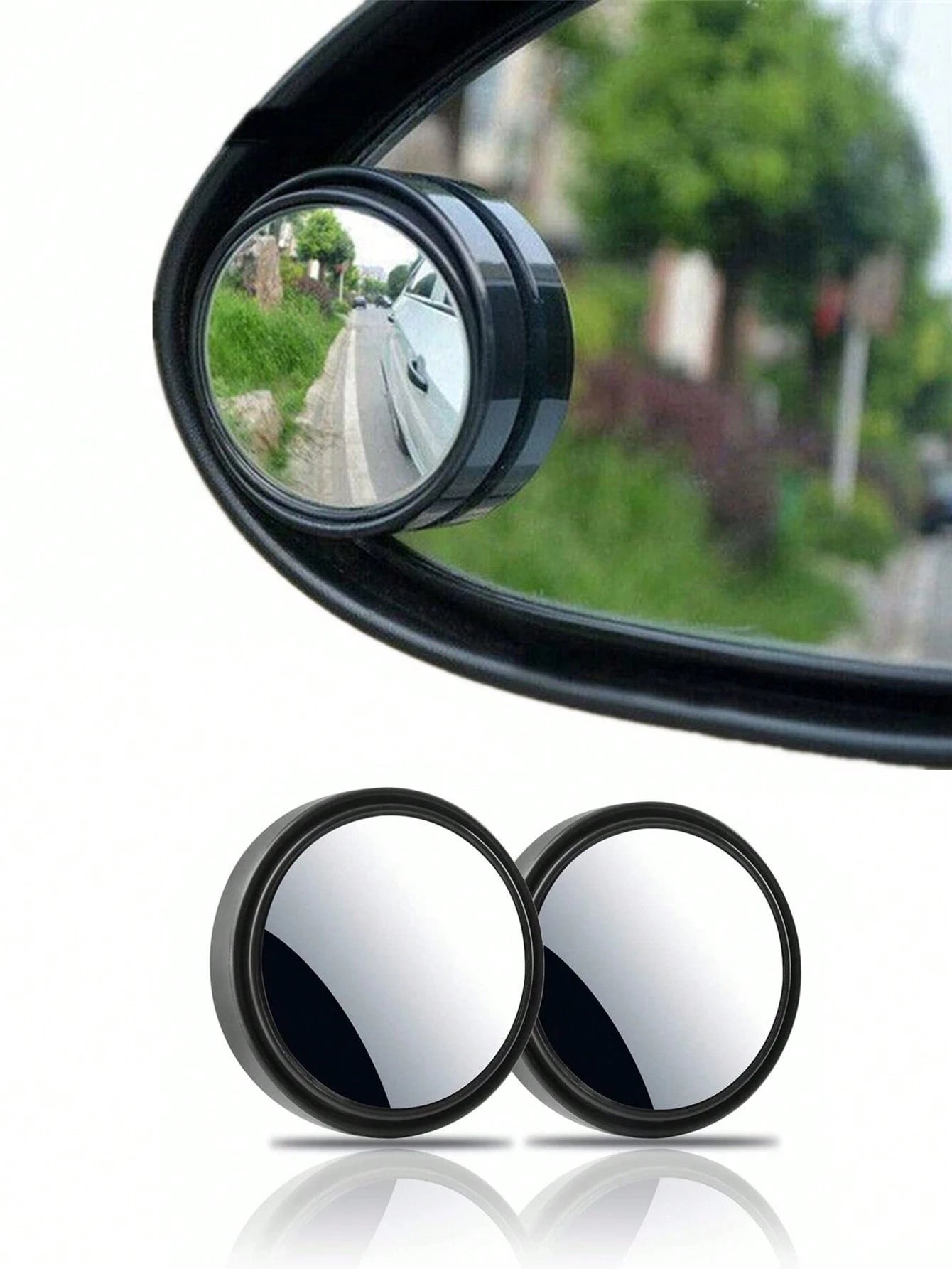 2pcs 360° Adjustable Blind Spot Rear View Mirror Car Auxiliary Convex Mirror Round Frame Wide Angle Mirror For Car Reversing