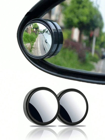 2pcs 360° Adjustable Blind Spot Rear View Mirror Car Auxiliary Convex Mirror Round Frame Wide Angle Mirror For Car Reversing