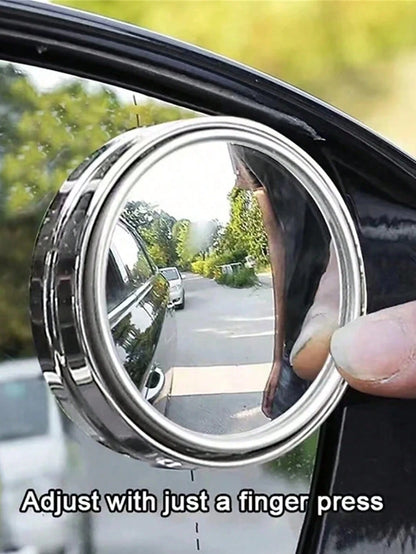 2pcs 360° Adjustable Blind Spot Rear View Mirror Car Auxiliary Convex Mirror Round Frame Wide Angle Mirror For Car Reversing