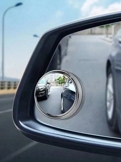 2pcs 360° Adjustable Blind Spot Rear View Mirror Car Auxiliary Convex Mirror Round Frame Wide Angle Mirror For Car Reversing