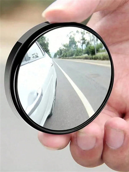 2pcs 360° Adjustable Blind Spot Rear View Mirror Car Auxiliary Convex Mirror Round Frame Wide Angle Mirror For Car Reversing