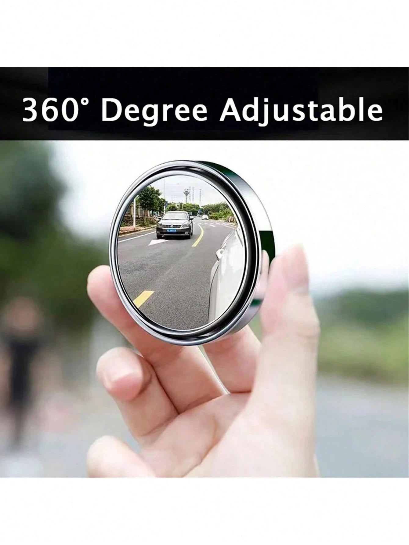 2pcs 360° Adjustable Blind Spot Rear View Mirror Car Auxiliary Convex Mirror Round Frame Wide Angle Mirror For Car Reversing