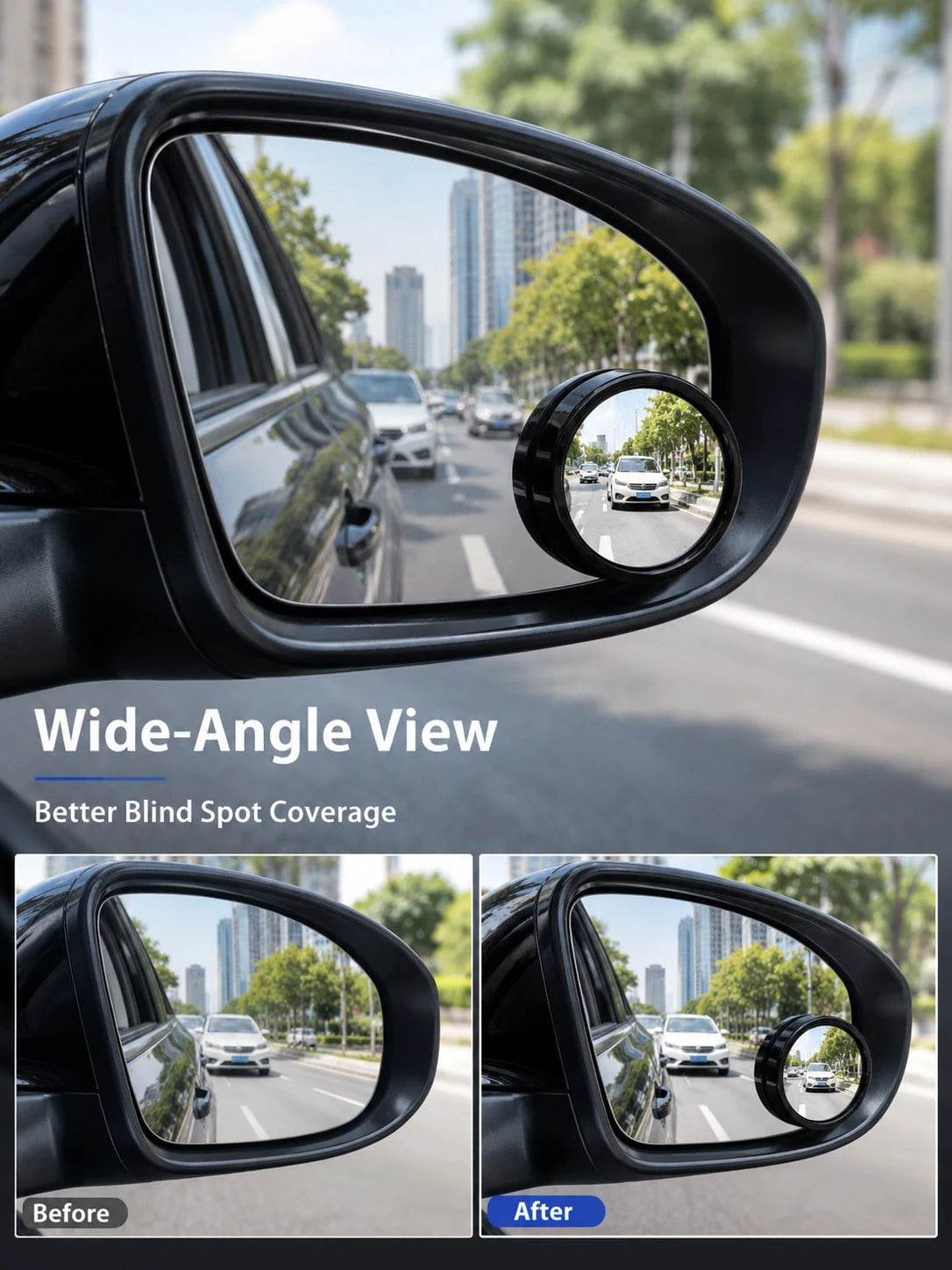 2PCS 360° Car Blind Spot Mirrors, Wide Angle Convex Rearview Mirror Accessories For Reverse & Parking Assistance