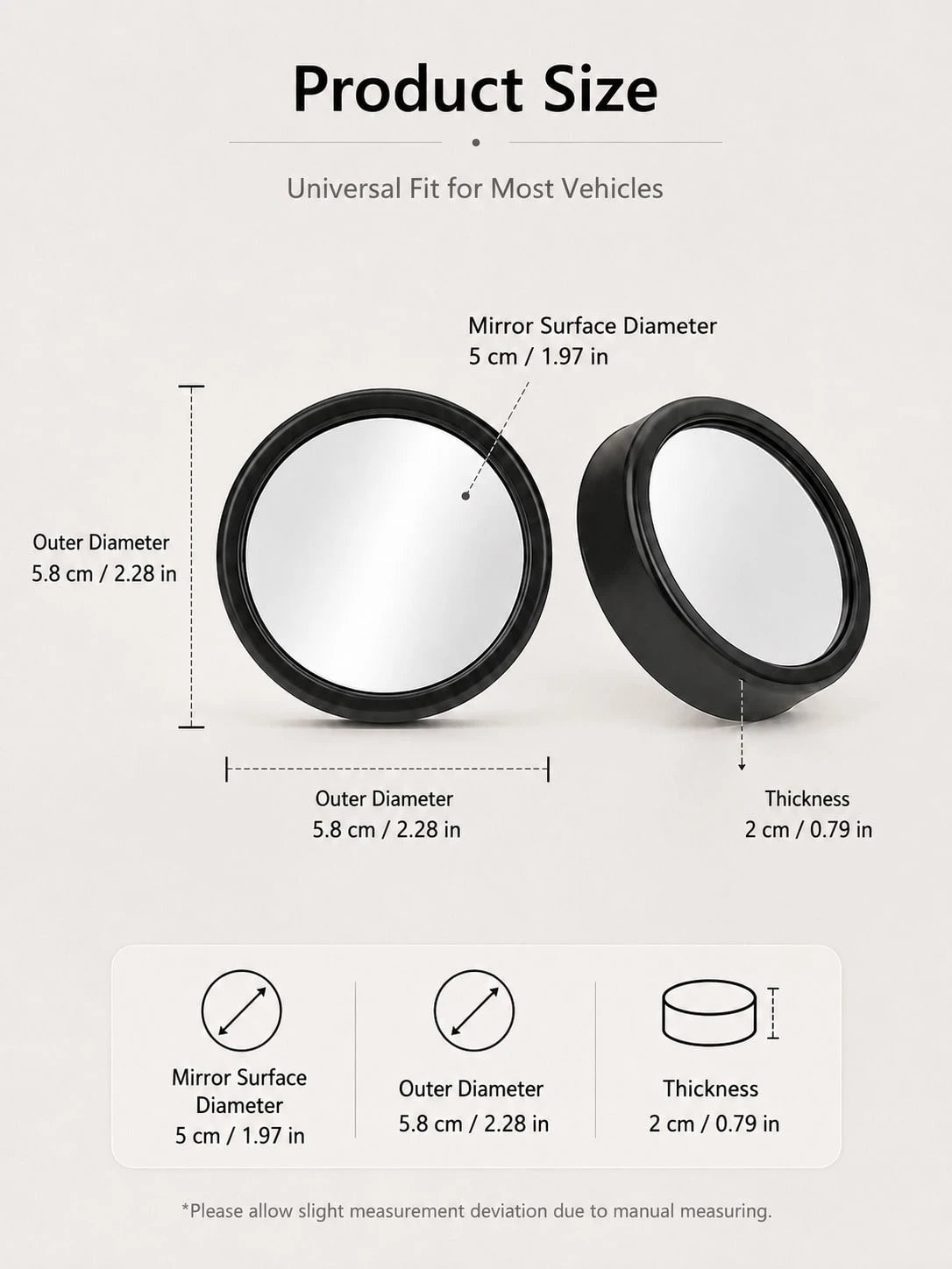 2PCS 360° Car Blind Spot Mirrors, Wide Angle Convex Rearview Mirror Accessories For Reverse & Parking Assistance