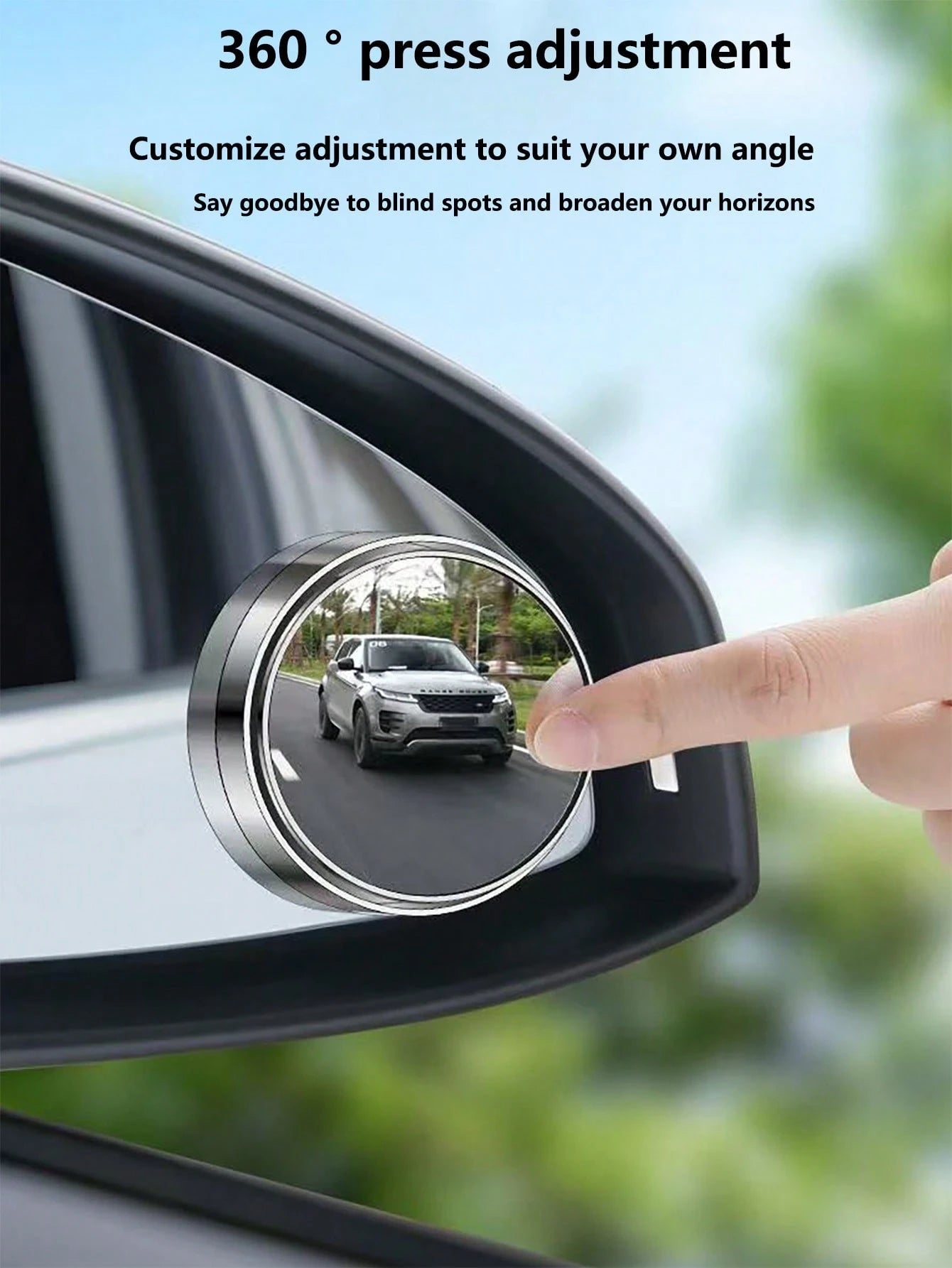 2pcs 360 Degree Adjustable Blind Spot Auxiliary Rearview Convex Mirror, Round Frame Wide Angle Fit For Car Rearview Mirror