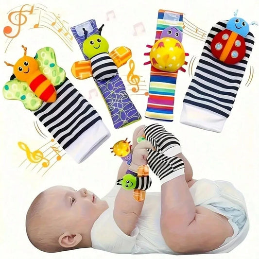 2pcs/4pcs Baby Wrist Rattle Socks Toys, Newborn Socks Toys, Foot Positioner And Wrist Rattle Set, Baby Rattle Socks Toys, Soft Sensory Toys, Suitable For Toddlers And Newborns, Halloween Theme