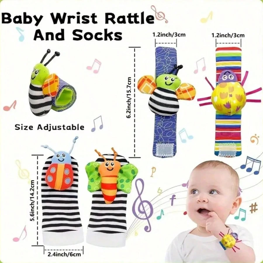 2pcs/4pcs Baby Wrist Rattle Socks Toys, Newborn Socks Toys, Foot Positioner And Wrist Rattle Set, Baby Rattle Socks Toys, Soft Sensory Toys, Suitable For Toddlers And Newborns, Halloween Theme