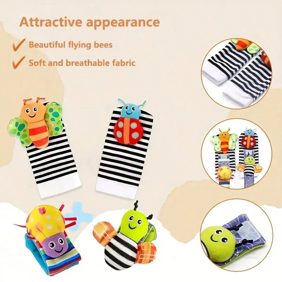 2pcs/4pcs Baby Wrist Rattle Socks Toys, Newborn Socks Toys, Foot Positioner And Wrist Rattle Set, Baby Rattle Socks Toys, Soft Sensory Toys, Suitable For Toddlers And Newborns, Halloween Theme