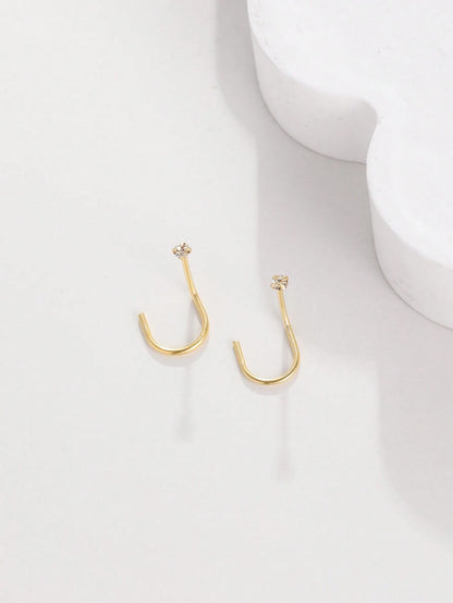 2pcs 925 Sterling Silver Nose Stud Ring Piercing Hook Nose Stud Screw, Tiny 1.5mm Crystal, 24 Gauge, Consumables, Unisex