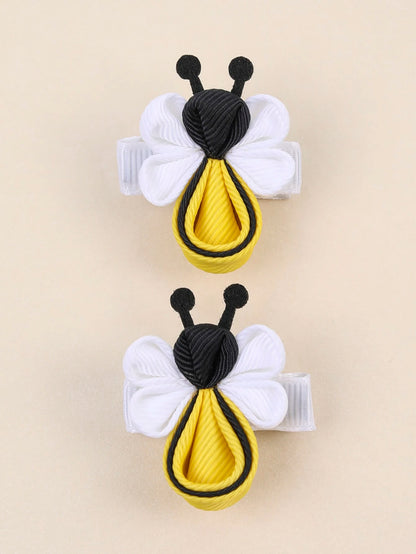 2pcs Baby Bee Shaped Hair Clips With Cute Animal Decoration, Suitable For Daily And Festival Decoration Love Valentine