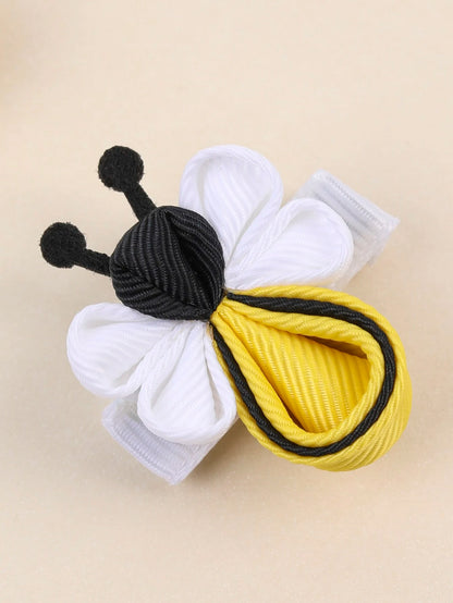 2pcs Baby Bee Shaped Hair Clips With Cute Animal Decoration, Suitable For Daily And Festival Decoration Love Valentine