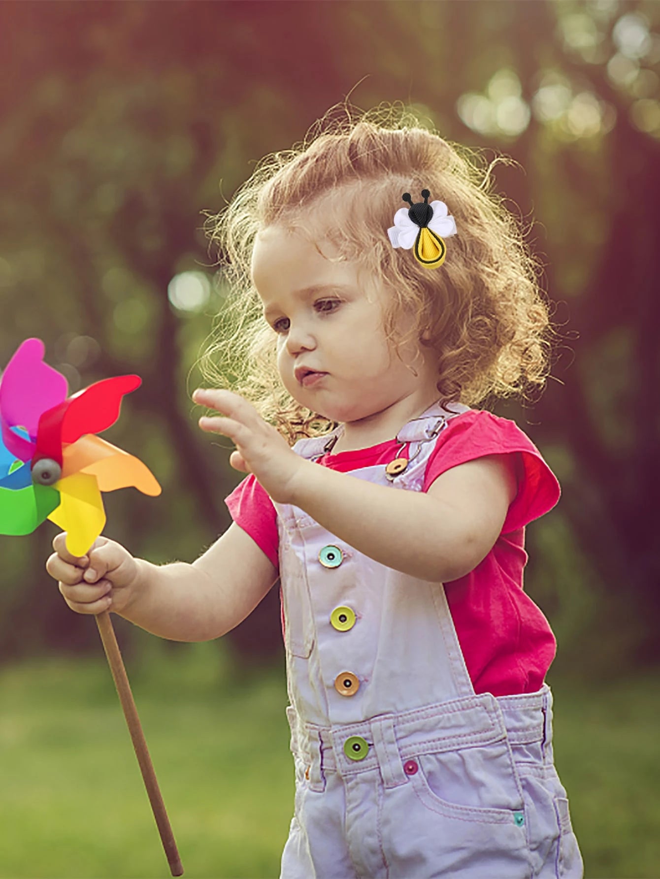 2pcs Baby Bee Shaped Hair Clips With Cute Animal Decoration, Suitable For Daily And Festival Decoration Love Valentine