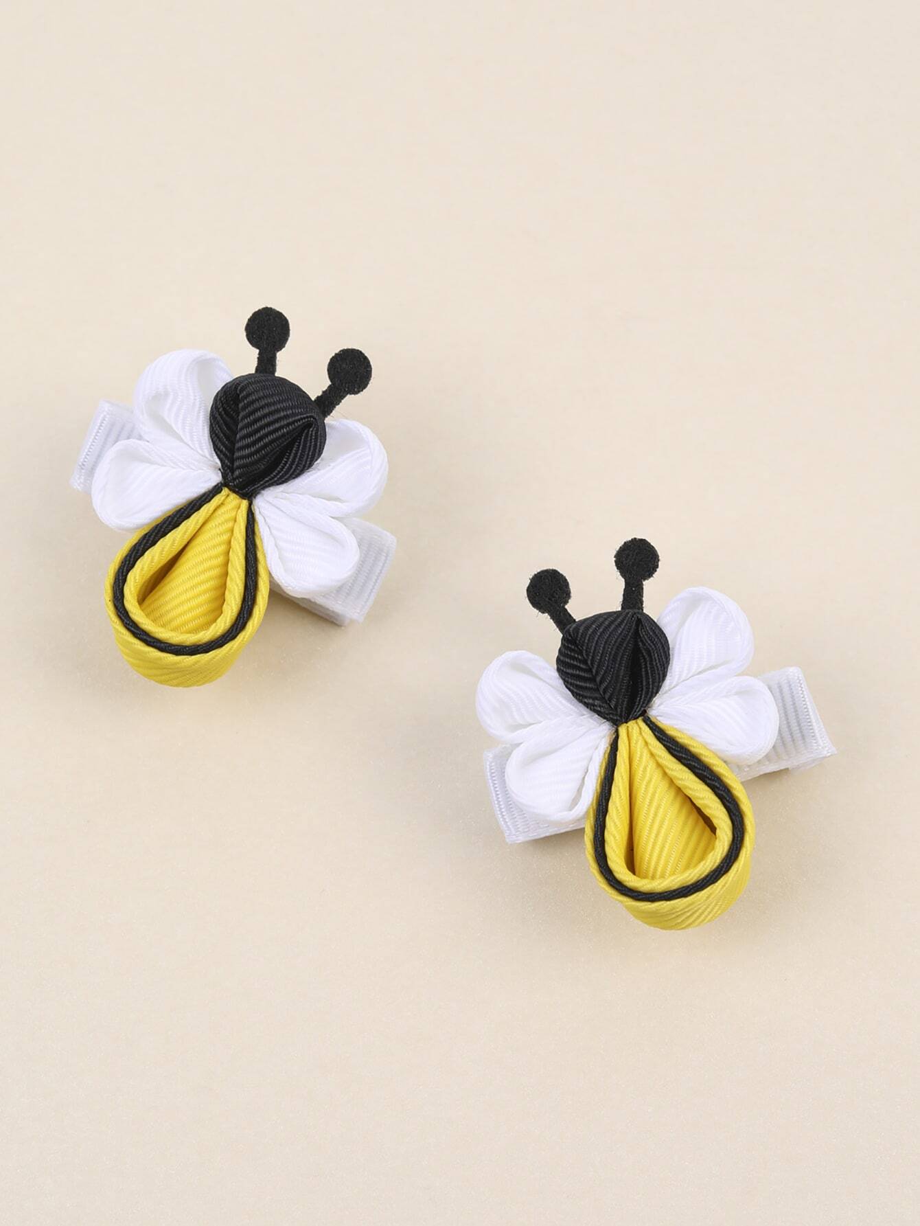 2pcs Baby Bee Shaped Hair Clips With Cute Animal Decoration, Suitable For Daily And Festival Decoration Love Valentine