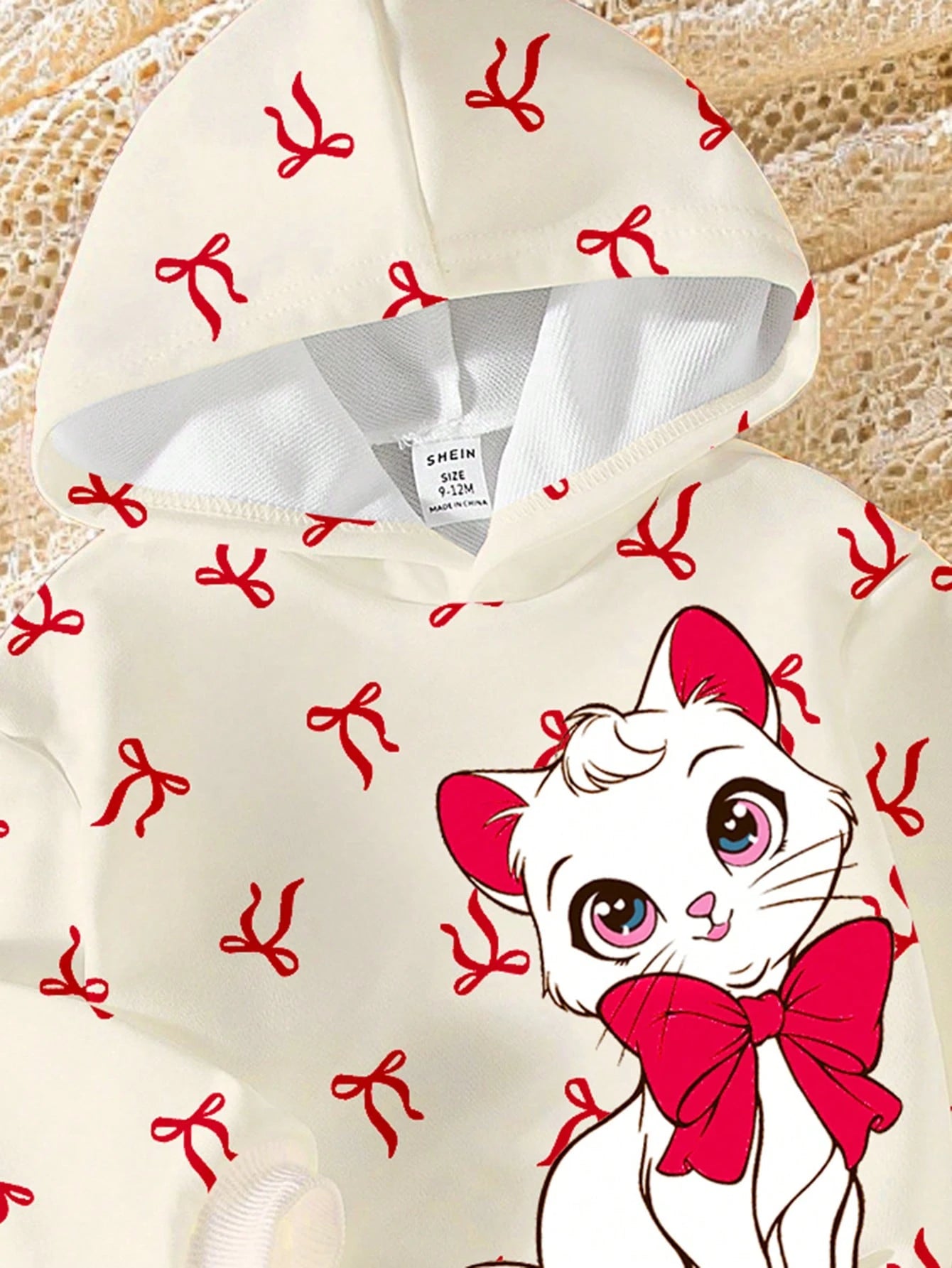 2pcs Baby Girl Casual Fashion Minimalist Sweet Cute Bow & Cat Print Hooded Sweatshirt Pullover And Pink Leggings, Suitable For Autumn/Winter