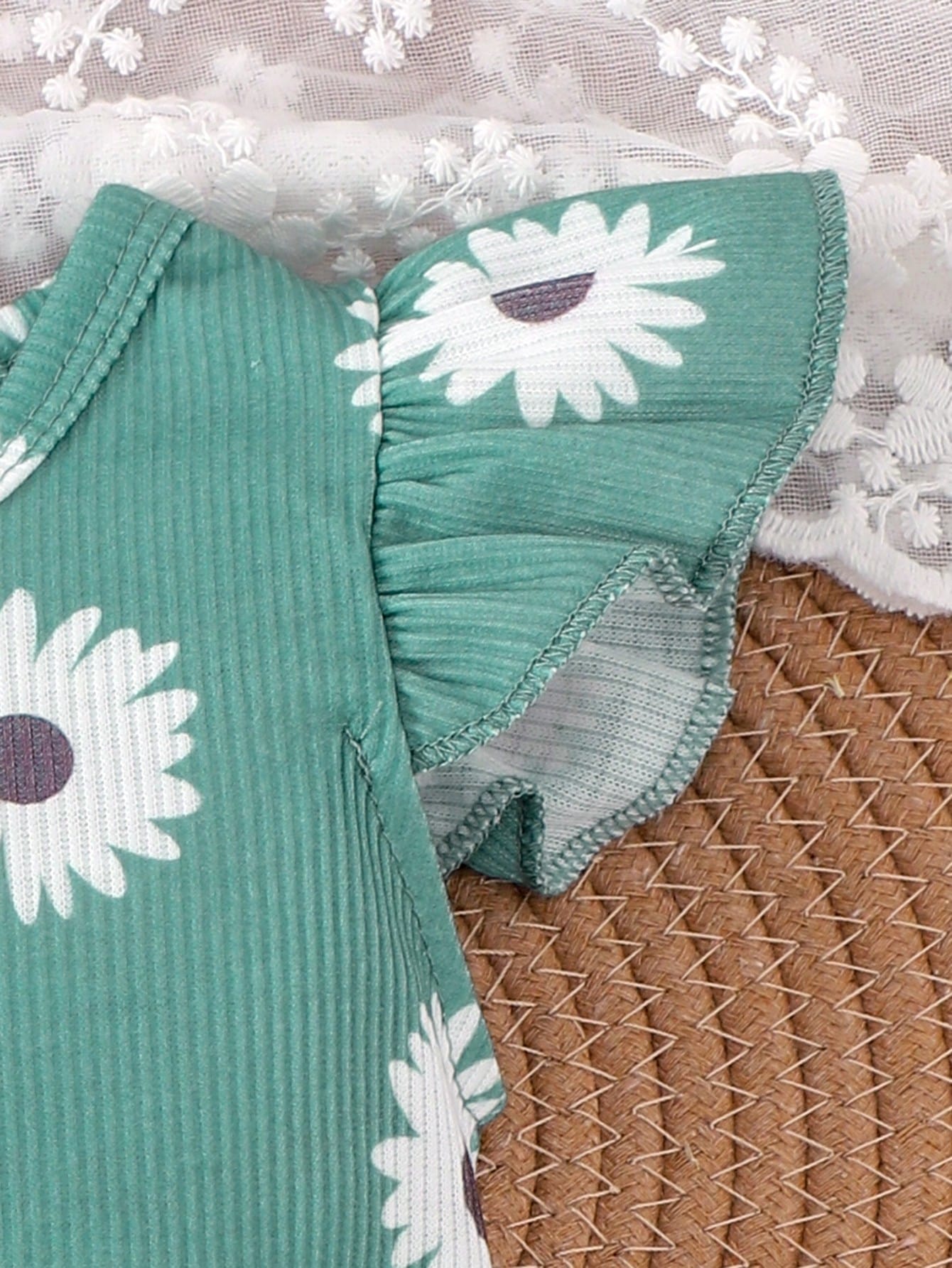2pcs Baby Girl Cute Print Thin Romper And Shorts With Headband Set, Summer