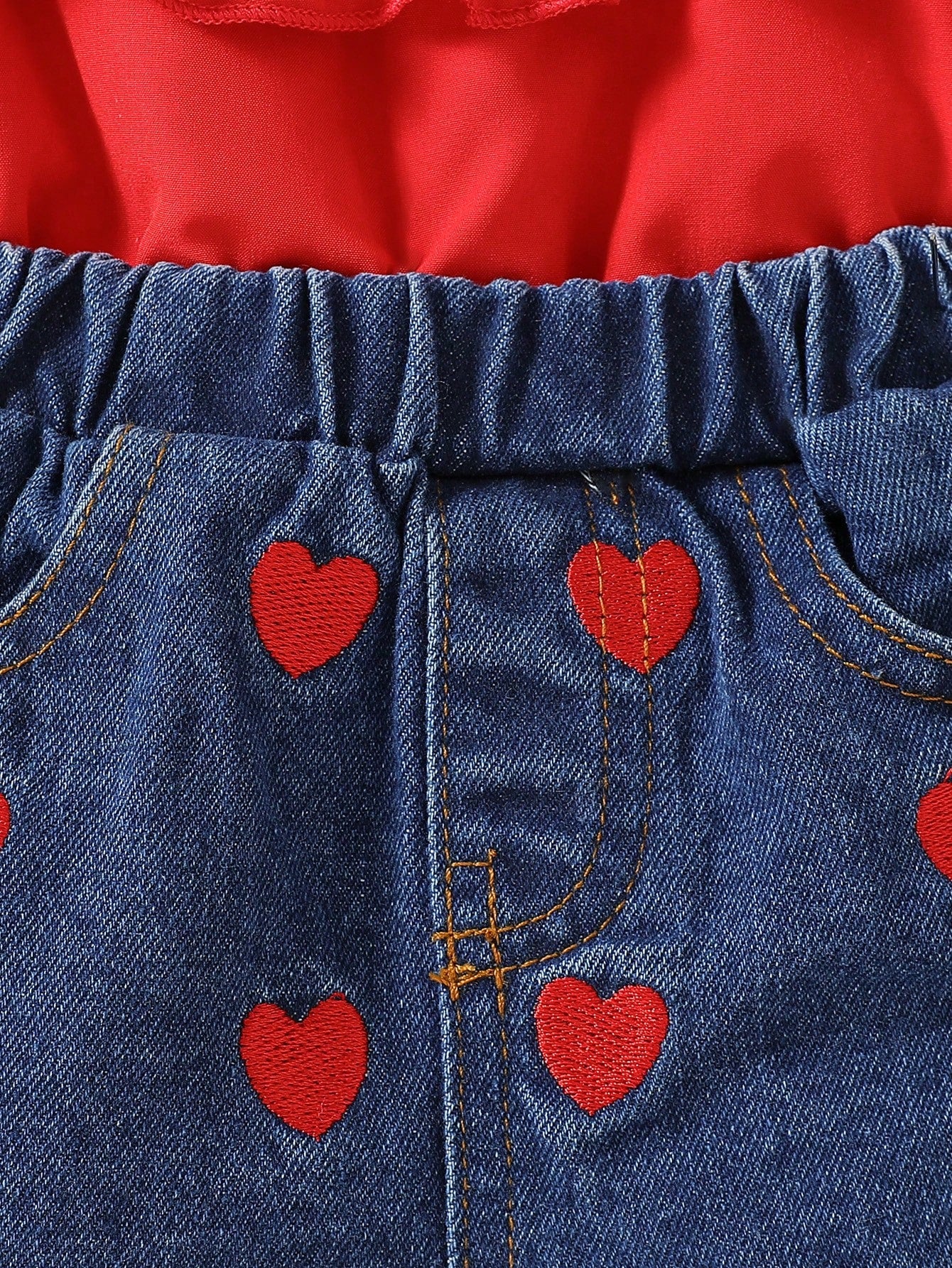 2pcs Baby Girls Fashion Denim Outfits: Casual Jeans + Bow Decor