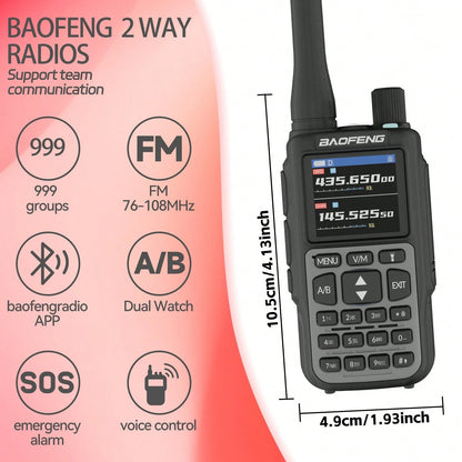 2pcs BAOFENG MINI 5 Lightweight Walkie Talkie Set, Extra 701 Antenna*2, 7-Color Antenna Rings, Electronic Outdoor Communication Device, Portable And Easy To Carry, Suitable For Fishing, Hiking, Hotel