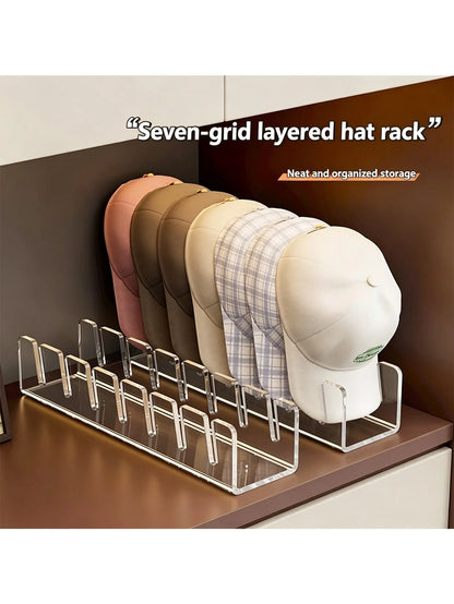 2pcs Baseball Cap Storage Rack, Hat Organizer, No Assembly Required, Suitable For Desktop Hat Storage And Display, Acrylic Display Stand, Suitable For Bedroom, Closet, Vanity, Office And Entryway, Van
