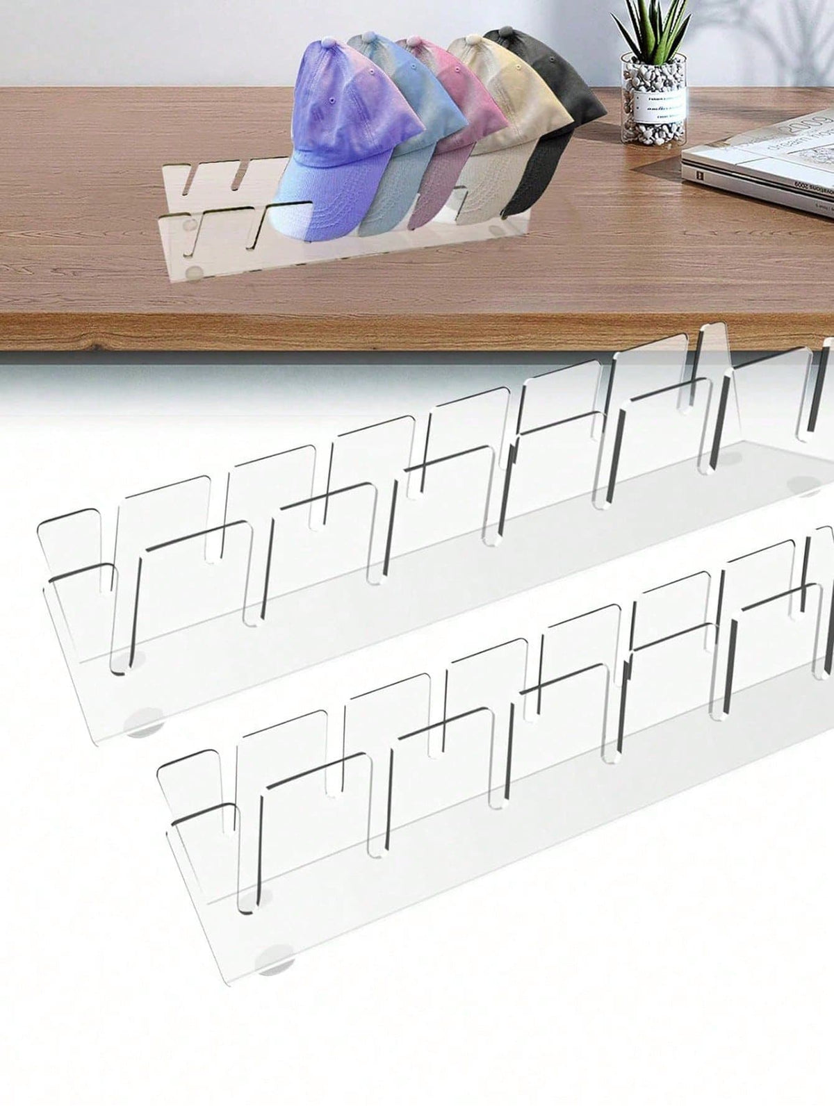 2pcs Baseball Cap Storage Rack, Hat Organizer, No Assembly Required, Suitable For Desktop Hat Storage And Display, Acrylic Display Stand, Suitable For Bedroom, Closet, Vanity, Office And Entryway, Van