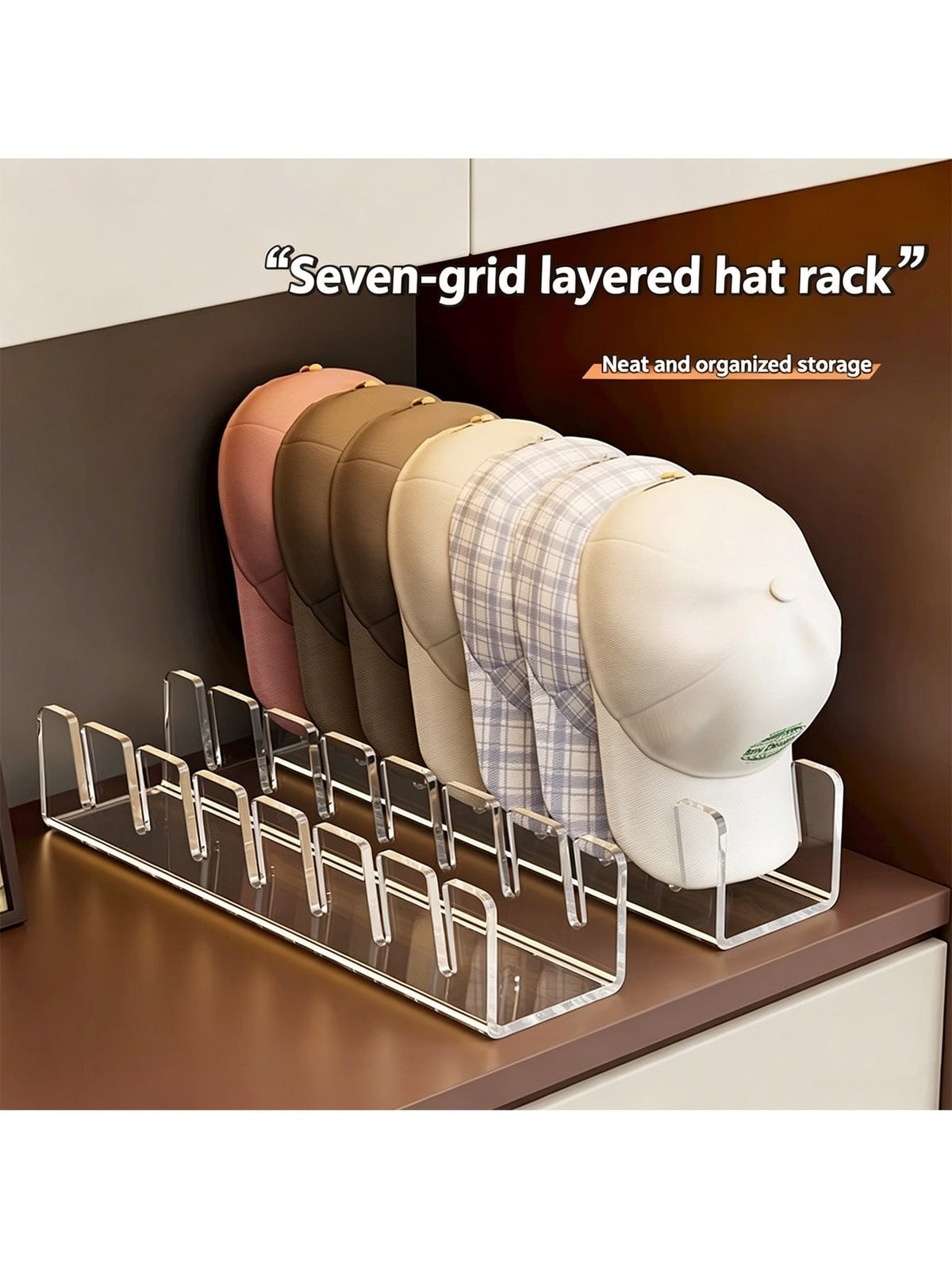 2pcs Baseball Cap Storage Rack, Hat Organizer, No Assembly Required, Suitable For Desktop Hat Storage And Display, Acrylic Display Stand, Suitable For Bedroom, Closet, Vanity, Office And Entryway, Van