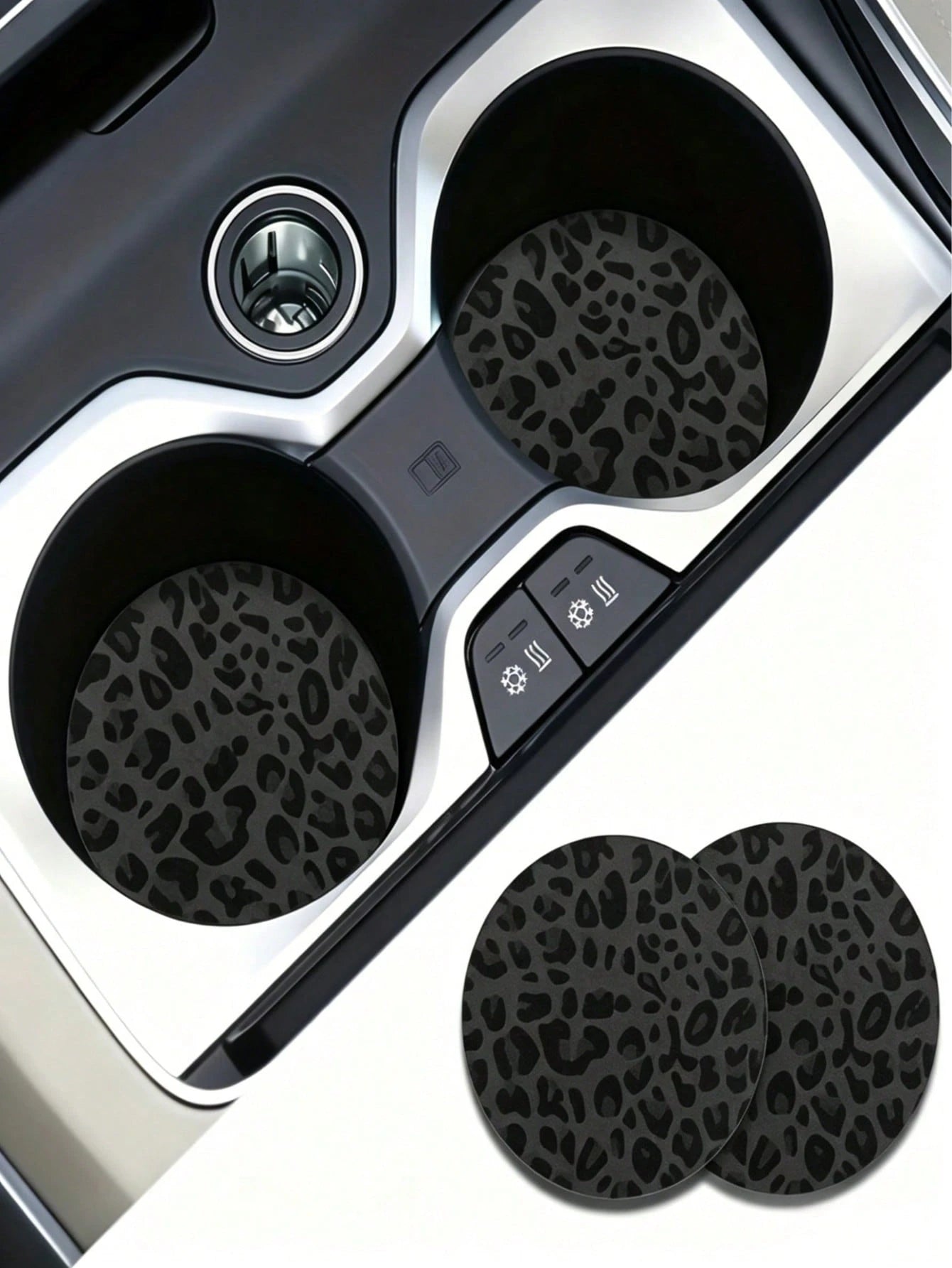 2pcs Black Leopard Print Car Cup Coasters- Non-Slip Design, 7cm Diameter. Made Of Natural Rubber Material, Washable. Each Weighs Only 10g, Perfect Accent For Your Car Interior. Not Only Suitable For