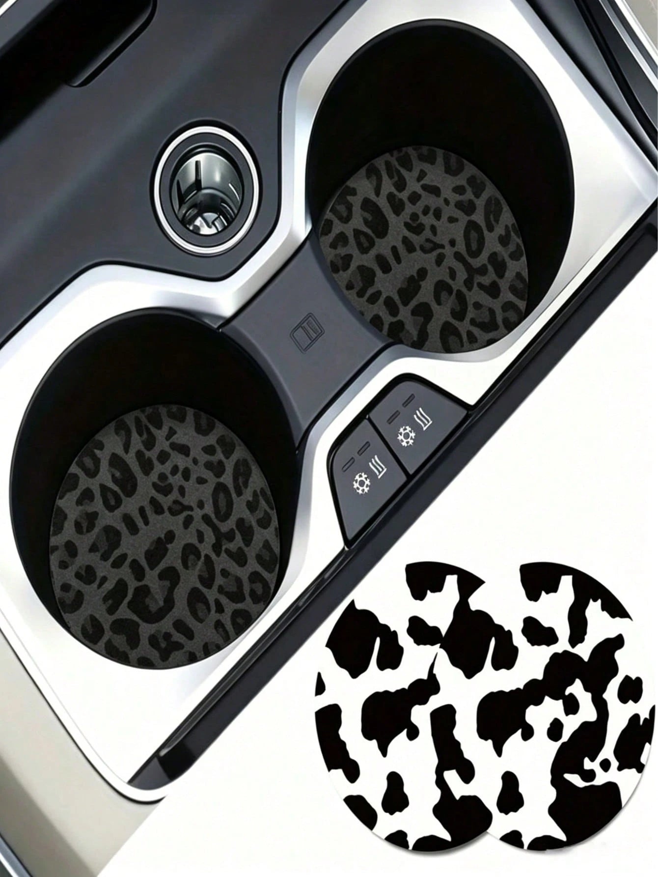 2pcs Black Leopard Print Car Cup Coasters- Non-Slip Design, 7cm Diameter. Made Of Natural Rubber Material, Washable. Each Weighs Only 10g, Perfect Accent For Your Car Interior. Not Only Suitable For