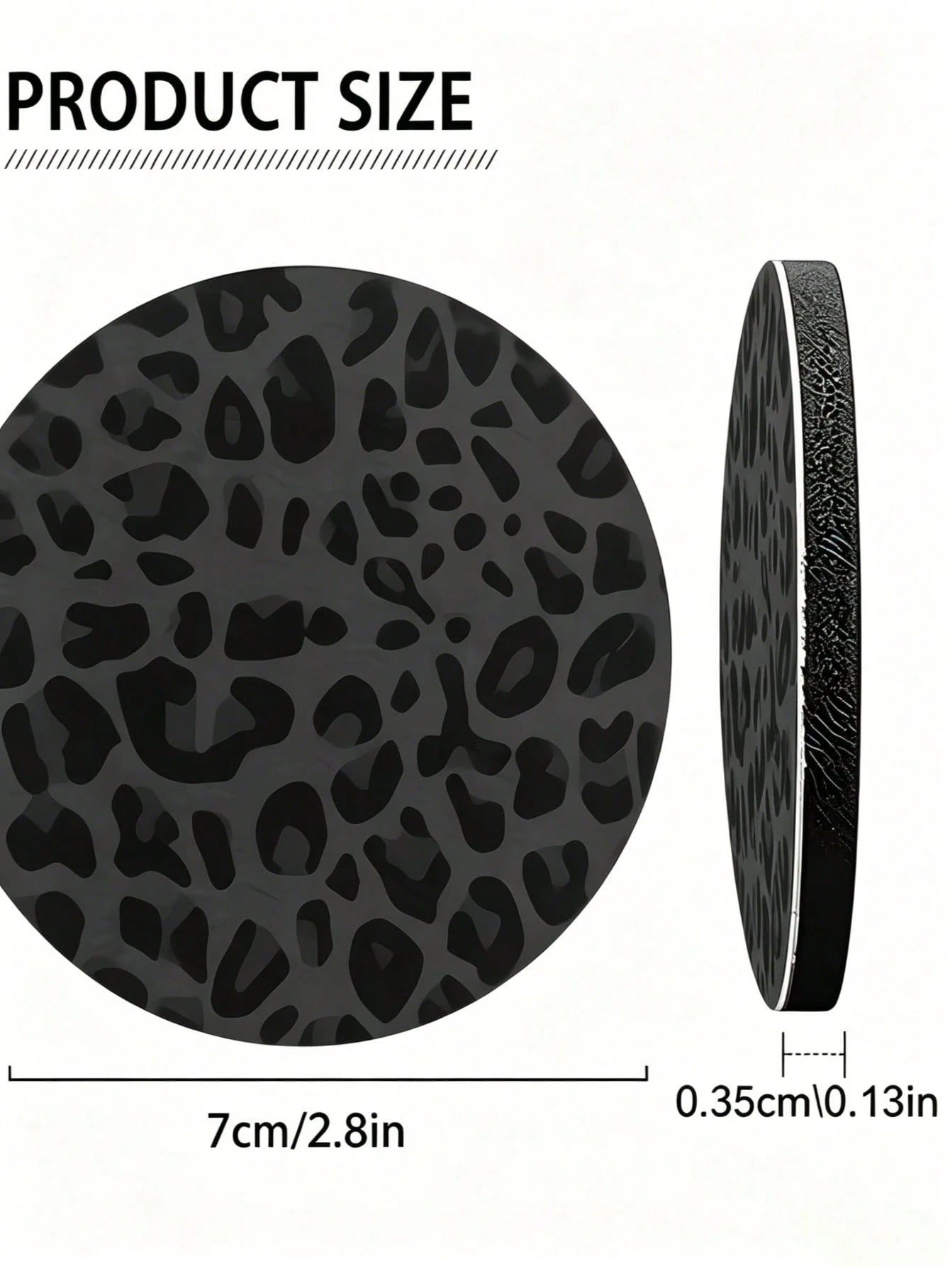 2pcs Black Leopard Print Car Cup Coasters- Non-Slip Design, 7cm Diameter. Made Of Natural Rubber Material, Washable. Each Weighs Only 10g, Perfect Accent For Your Car Interior. Not Only Suitable For