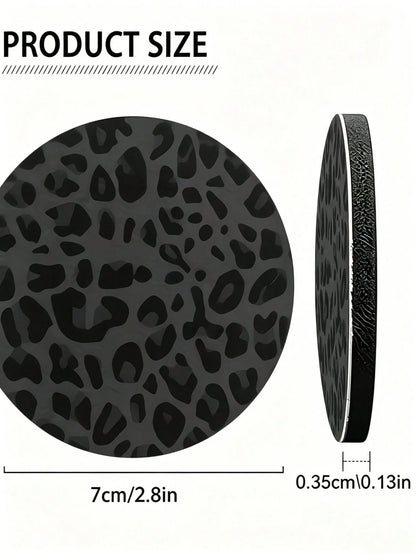 2pcs Black Leopard Print Car Cup Coasters- Non-Slip Design, 7cm Diameter. Made Of Natural Rubber Material, Washable. Each Weighs Only 10g, Perfect Accent For Your Car Interior. Not Only Suitable For
