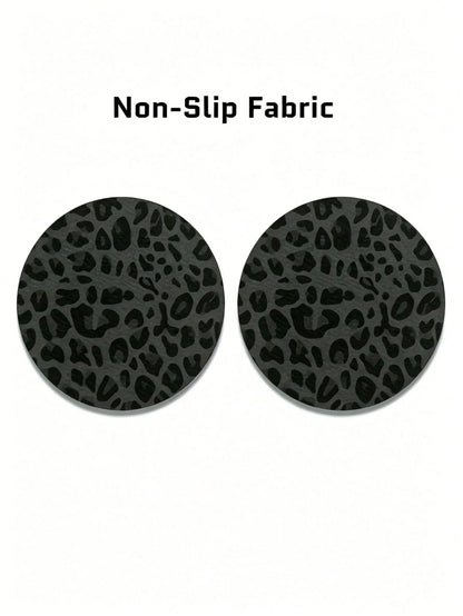 2pcs Black Leopard Print Car Cup Coasters- Non-Slip Design, 7cm Diameter. Made Of Natural Rubber Material, Washable. Each Weighs Only 10g, Perfect Accent For Your Car Interior. Not Only Suitable For